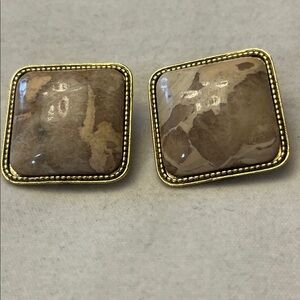 Vintage Clip-On Earrings Stone and Gold